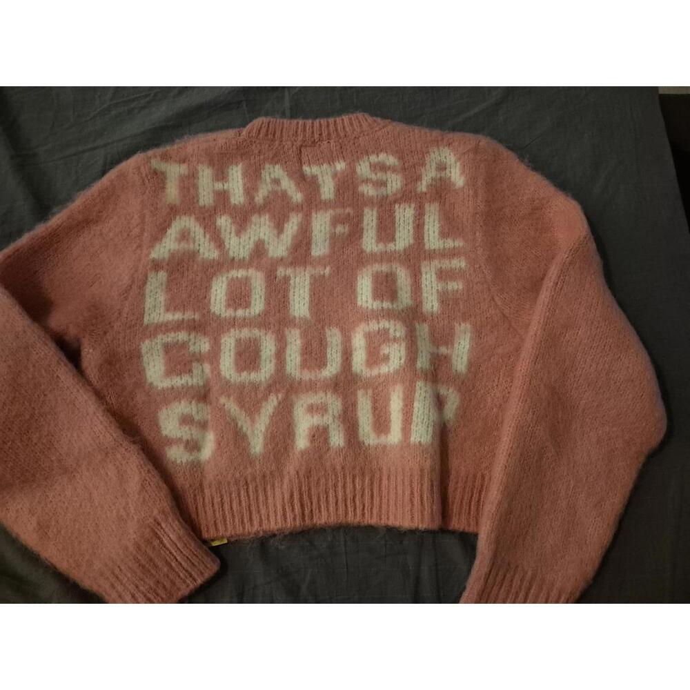 Awful Lot of Cough Syrup Pink Mohair Crop Sweater Size XL